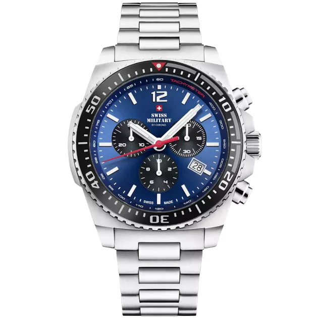 SWISS MILITARY By Chrono Silver Stainless Steel Bracelet SM34093.02