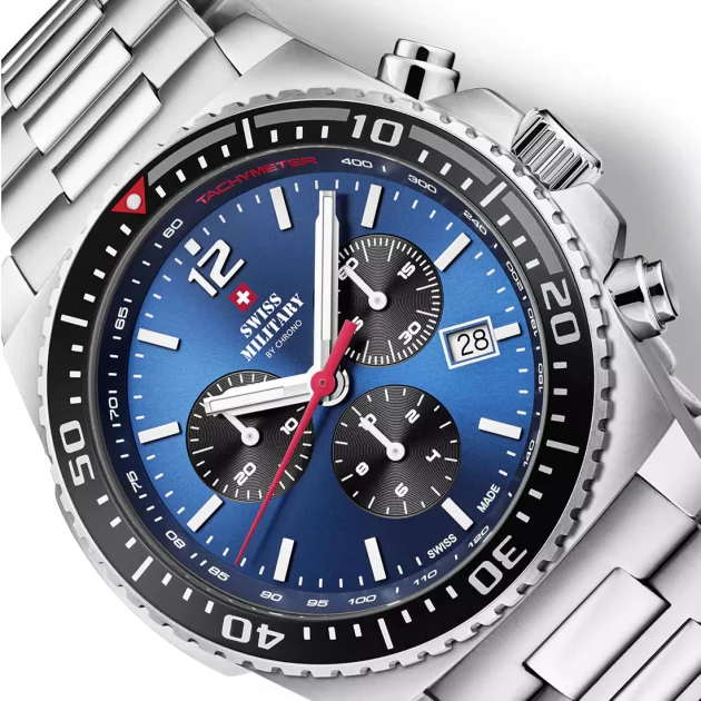 SWISS MILITARY By Chrono Silver Stainless Steel Bracelet SM34093.02 - Image 3