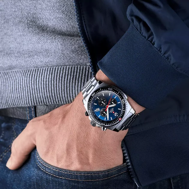 SWISS MILITARY By Chrono Silver Stainless Steel Bracelet SM34093.02 - Image 4
