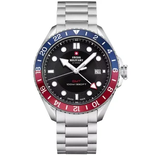 SWISS MILITARY GMT Watch Stainless Steel Bracelet SM34095.01