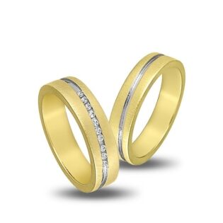 veres4ever  Δίχρωμες Λευκόχρυσές & Χρυσές Βέρες 14 Καρατίων  V2076