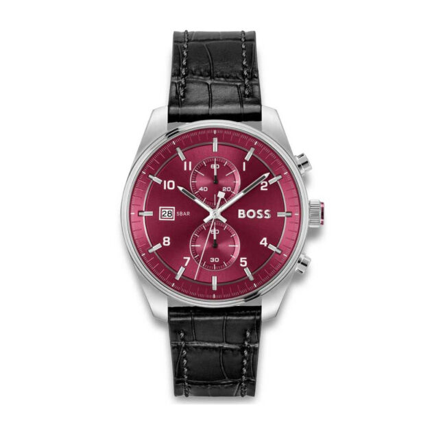 BOSS Skytraveller Chronograph Black Leather Strap 1514193