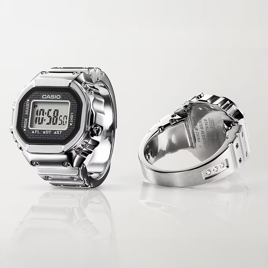 CASIO G-SHOCK 50th Anniversary Silver Stainless Steel Ring Watch CRW-001-1ER