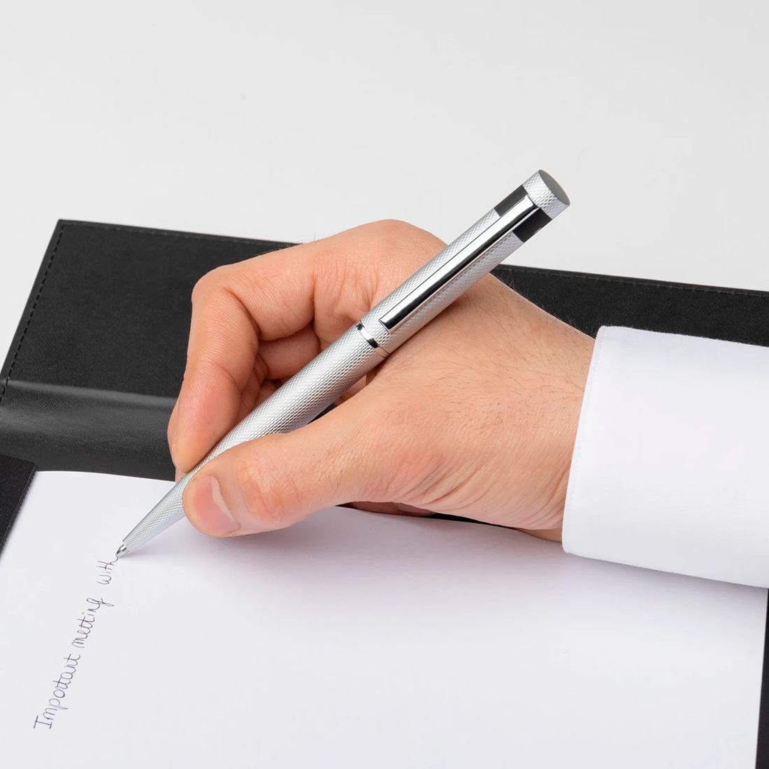 HUGO BOSS Loop Diamond Chrome Ballpoint Pen HSW3674B
