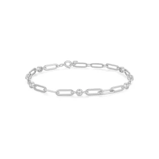 ANIA HAIE Silver Bezel Station Paper Clip Chain|Βραχιόλι | Ασήμι 925 και ζιρκόνιο | B069-01H