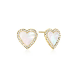 ANIA HAIE Gold Shell Pearl Bloom Stud | Σκουλαρίκια | 925 Sterling Silver with 14kt Gold Plating with Mother of Pearl/Cubic Zirconia| E071-03G