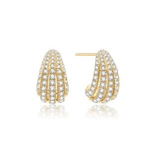 ANIA HAIE Gold Pavé Shrimp Stud Hoop | Σκουλαρίκια | 925 Sterling Silver with 14kt Gold Plating /Cubic Zirconia| E072-80G