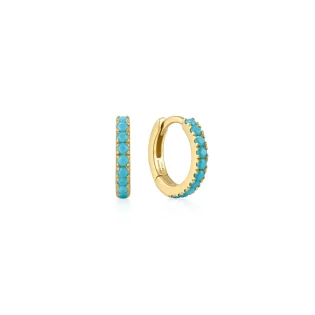 ANIA HAIE Gold Aqua Blue Row Huggie Hoop  | Σκουλαρίκια | 925 Sterling Silver with 14kt Gold Plating |Blue Cubic Zirconia| E073-03G