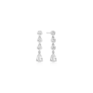 ANIA HAIE Silver Molten Cascade Bezel-Set Teardrop Stud | Σκουλαρίκια | 925 Sterling Silver|Cubic Zirconia| E074-07H