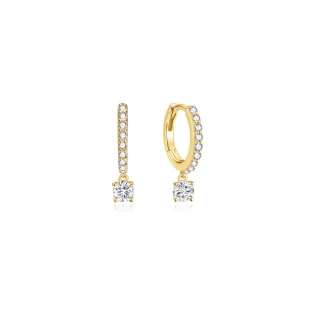 ANIA HAIE Gold Dangling Sparkle Huggie Hoop  | Σκουλαρίκια | 925 Sterling Silver with 24k Gold Plated/Cubic Zirconia| E075-09G
