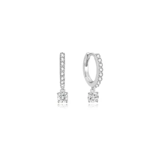 ANIA HAIE Silver Dangling Sparkle Huggie Hoop  | Σκουλαρίκια | 925 Sterling Silver|Cubic Zirconia| E075-09H