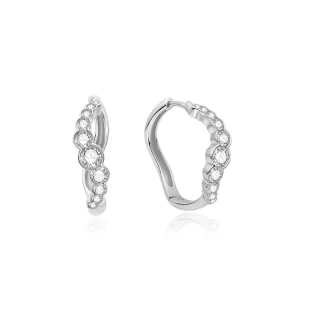 ANIA HAIE Silver Sparkling Tide Huggie Hoop  | Σκουλαρίκια | 925 Sterling Silver|Cubic Zirconia| E075-13H
