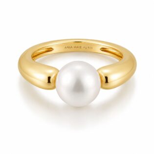 ANIA HAIE   Zoom Gold Freshwater Sphere Pearl| Δαχτυλίδι | Ασήμι 925 και μαργαριτάρι  | R066-02G-54