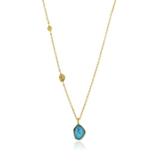 ANIA HAIE  Turquoise Pendant Gold Κολιέ | Επιχρυσωμένο Ασήμι 925 | Ζιργκόν και Τουρκουάζ | N014-02G